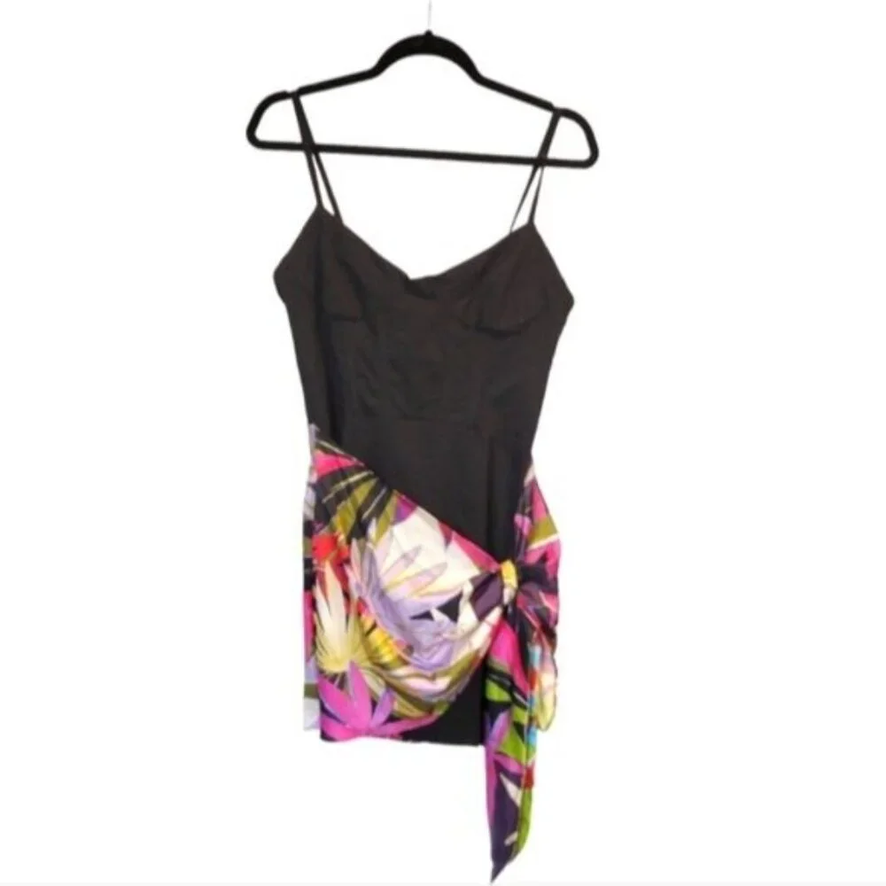 Zara | Contrasting Mixed Pareo Wrap Mini Dress Multicolored - Picture 3 of 10